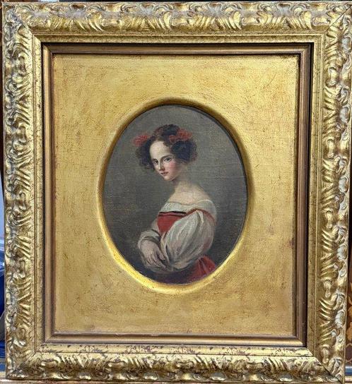 Italiaanse school (XIX) - Ritratto di Fanciulla, Antiek en Kunst, Kunst | Schilderijen | Klassiek