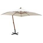 vidaXL Zweefparasol met houten paal 300x300 cm wit, Tuin en Terras, Verzenden, Nieuw