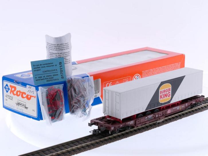Schaal H0 Roco 47002 dieplader wagen Sdkms 707 Burger Ki..., Hobby en Vrije tijd, Modeltreinen | H0, Gelijkstroom, Analoog, Zo goed als nieuw
