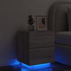 vidaXL Nachtkastje met LED-verlichting bewerkt hout grijs, Huis en Inrichting, Slaapkamer | Nachtkastjes, Nieuw, Verzenden