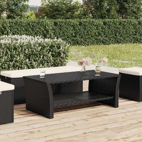 vidaXL Salontafel 100x50x40 cm poly rattan zwart, Huis en Inrichting, Tafels | Salontafels, Nieuw, Verzenden