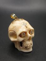 Hanger Memento Mori hertengewei schedel grote diamanten goud, Handtassen en Accessoires