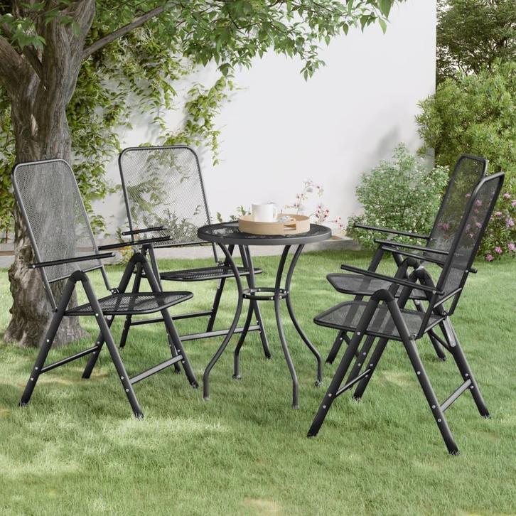 vidaXL Tuinstoelen inklapbaar 4 st metaalgaas, Tuin en Terras, Tuinstoelen, Nieuw, Verzenden
