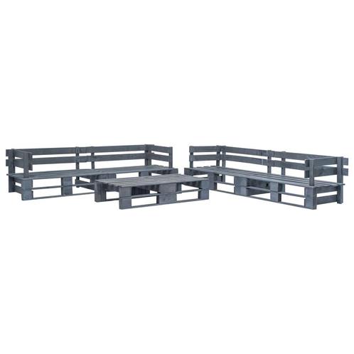 vidaXL 6-delige Loungeset pallet hout grijs, Tuin en Terras, Tuinsets en Loungesets, Loungeset, Nieuw, Verzenden