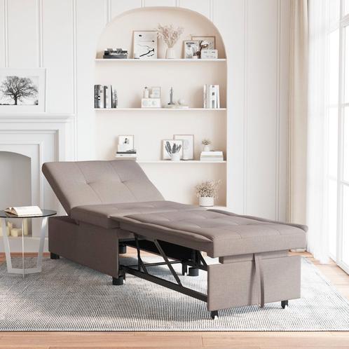 vidaXL 3-in-1 Sofabed met Uittrekbaar Ontwerp in Taupe Stof, Huis en Inrichting, Zetels | Zetels, Nieuw, Verzenden