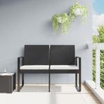 vidaXL Tuinbank 2-zits met kussens polypropeen rattan zwart, Tuin en Terras, Verzenden, Nieuw