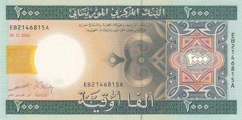 2004 Africa Mauritania P 14a 2000 Ouguiya Unc, Postzegels en Munten, Bankbiljetten | Europa | Niet-Eurobiljetten, België, Verzenden