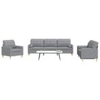 vidaXL 3-delige Loungeset met sierkussens stof lichtgrijs, Verzenden, Nieuw