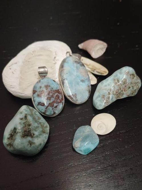 Larimar Pendentifs- 16.29 g - (2), Verzamelen, Mineralen en Fossielen