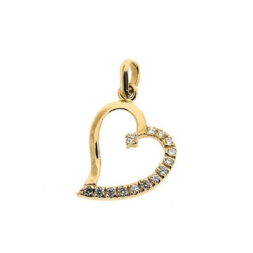 18 Krt. Gouden hanger van een hart met zirconia (liefde), Bijoux, Sacs & Beauté, Bracelets à breloques, Enlèvement ou Envoi