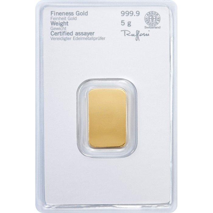 5 gram - Goud .999 - Heraeus - Verzegeld en met certificaat, Postzegels en Munten, Edelmetalen en Baren