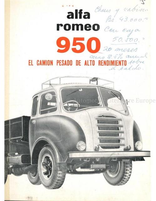 1954 ALFA ROMEO 950 VRACHTWAGEN BROCHURE SPAANS, Boeken, Auto's | Folders en Tijdschriften