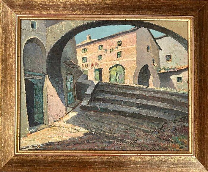 Leandro Vaccari (905–1979) - Vecchie case di Quinto Al Mare, Antiek en Kunst, Kunst | Schilderijen | Klassiek