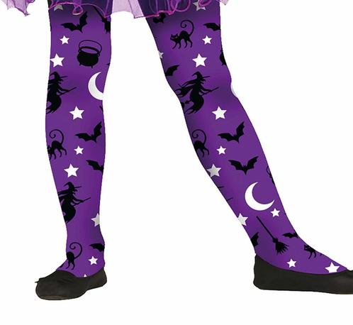 Paarse Halloween Legging Heksen Kind, Hobby en Vrije tijd, Feestartikelen, Nieuw, Verzenden