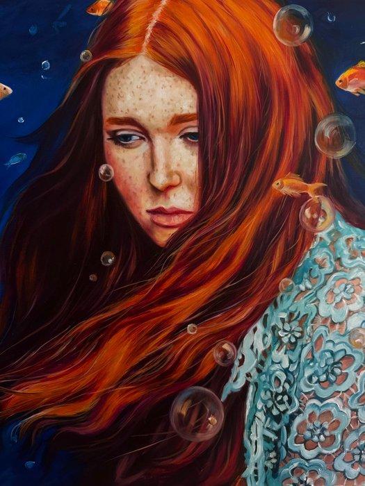 Naghme Hesari - The Orange-Haired Chaos, Antiek en Kunst, Kunst | Schilderijen | Modern