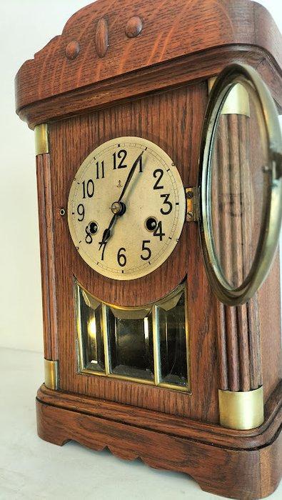 Tafelklok - Art Deco Messing, Glas, Hout - 1920-1930, Antiek en Kunst, Antiek | Klokken