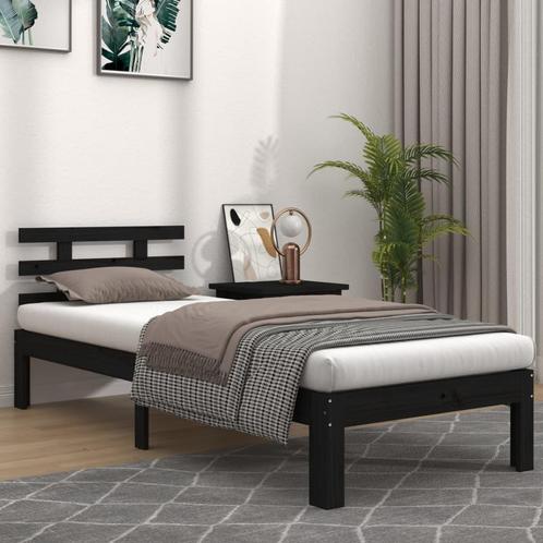 vidaXL Bedframe massief hout zwart 90x200 cm, Huis en Inrichting, Slaapkamer | Bedden, Nieuw, Verzenden