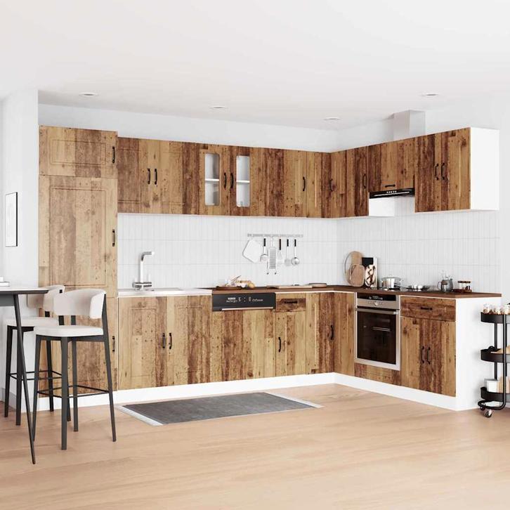 vidaXL Keuken Kast Kalmar Oudhout 80 x 46 x 81,5 cm Bewerkt, Huis en Inrichting, Kasten | Overige, Nieuw, Verzenden