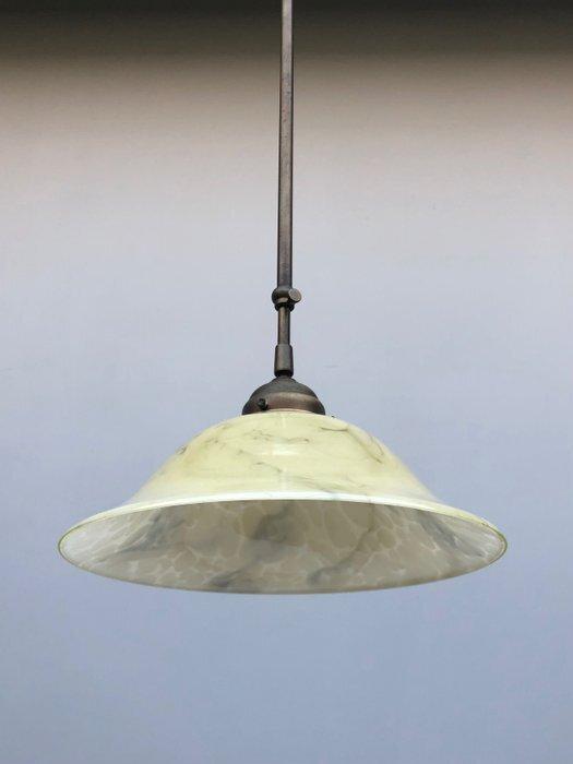 Lamp - Glas, messing - Plafondlamp-Glas, Messing, Antiek en Kunst, Curiosa en Brocante