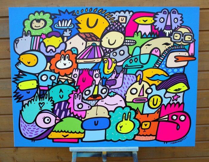 Kev Munday - Happy Residents, Antiek en Kunst, Kunst | Schilderijen | Modern