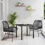 vidaXL Tuin Eettafel Set 3 pcs Zwart poly rattan, Tuin en Terras, Verzenden, Nieuw
