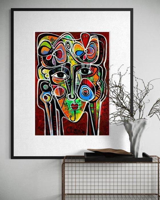 Simeon Gonzales - Mujer Dias Rojos (NO RESERVE PRICE), Antiek en Kunst, Kunst | Schilderijen | Modern