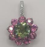 Pendentif - 14 carats Or blanc Tourmaline - Diamant