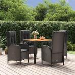 vidaXL Mobilier à dîner de jardin et coussins 5pcs Noir Rési