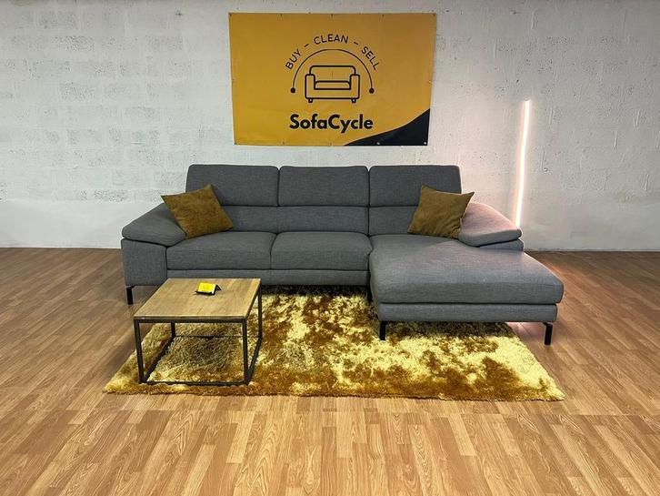 Moderne Grijze Hoekzetel met Verstelbare Hoofdsteunen, Huis en Inrichting, Zetels | Complete zithoeken, Nieuw, Ophalen of Verzenden