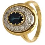 Bague - 18 carats Or jaune, Argent - 1.05ct. tw. Saphir -