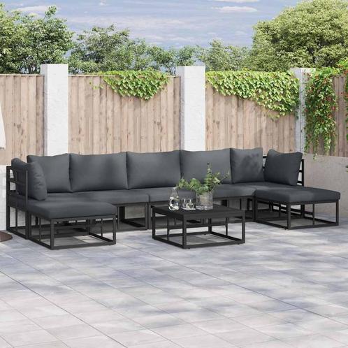 vidaXL Tuinbank Set met kussen 7 pcs Zwart Aluminium, Tuin en Terras, Tuinsets en Loungesets, Nieuw, Verzenden