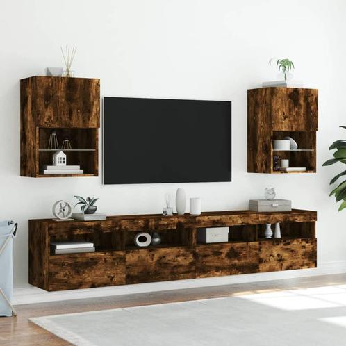 vidaXL Tv-meubels met LED-verlichting 2 st 40,5x30x60 cm, Maison & Meubles, Armoires | Mobilier de télévision, Envoi