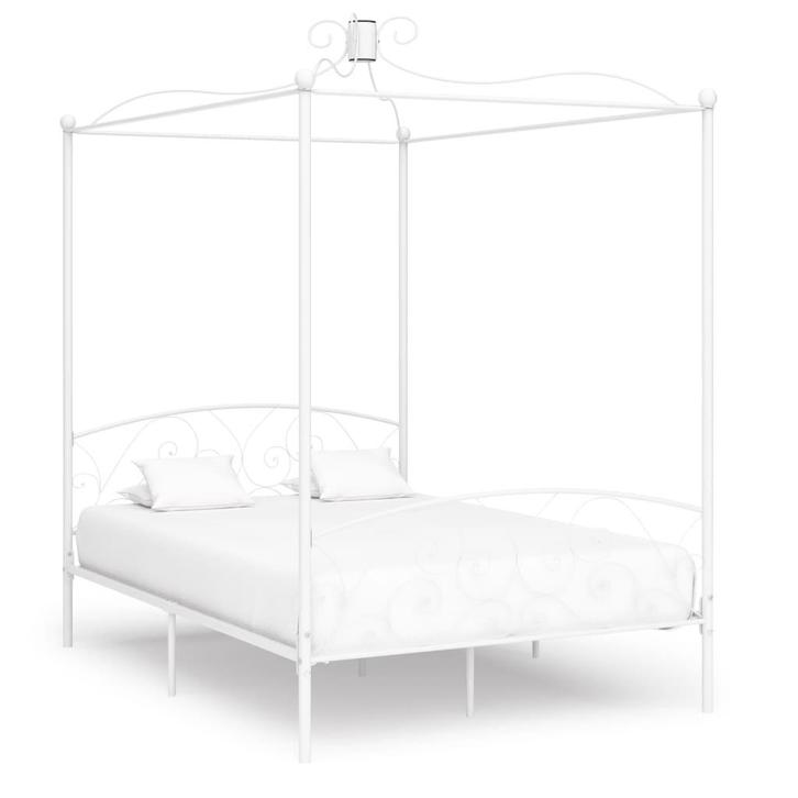 vidaXL Hemelbedframe metaal wit 140x200 cm, Huis en Inrichting, Slaapkamer | Bedden, Nieuw, Verzenden