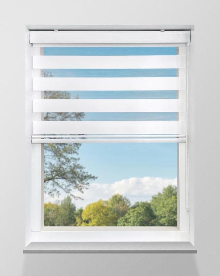 Duo Rolgordijnen | Roljaloezie Zwart en Wit 40-240cm breed., Huis en Inrichting, Stoffering | Gordijnen en Lamellen, Wit, Grijs