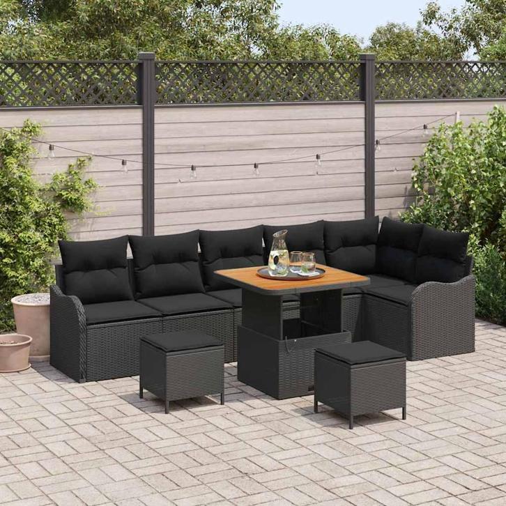 vidaXL Tuinbank Set met kussen met opslag met kussen 9 pcs, Jardin & Terrasse, Ensembles de jardin, Envoi