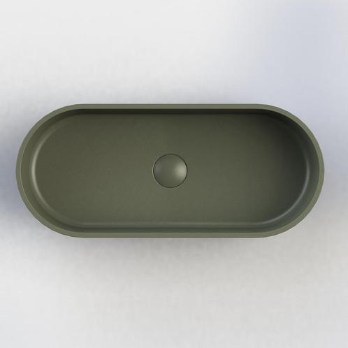 Opbouw Waskom Arcqua Case Ovaal 60x26 cm Mat Groen, Doe-het-zelf en Bouw, Sanitair, Overige typen, Nieuw, Ophalen of Verzenden