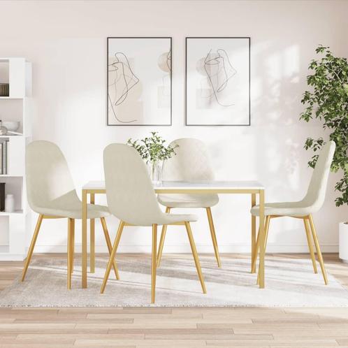 vidaXL Eetkamerstoelen 4 st fluweel crèmewit, Huis en Inrichting, Stoelen, Nieuw, Verzenden