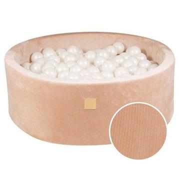Ronde Ballenbak Met 200 Witte Ballen, 90x30cm - Zand Velours beschikbaar voor biedingen