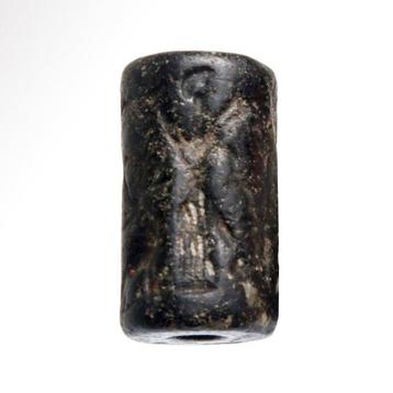 Ancien babylonien Hématite Sceau à cylindre avec le dieu