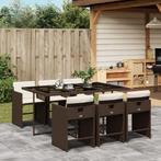 vidaXL 7-delige Tuinset met kussens poly rattan bruin, Verzenden, Nieuw, Tuinset