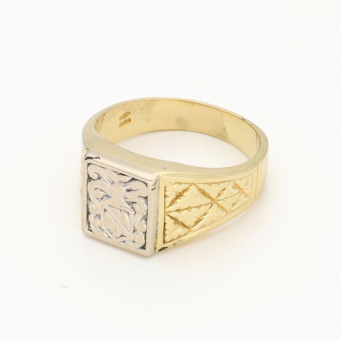 Ring - 18 karaat Geel goud, Witgoud - intaglio/familiewapen, Handtassen en Accessoires, Ringen