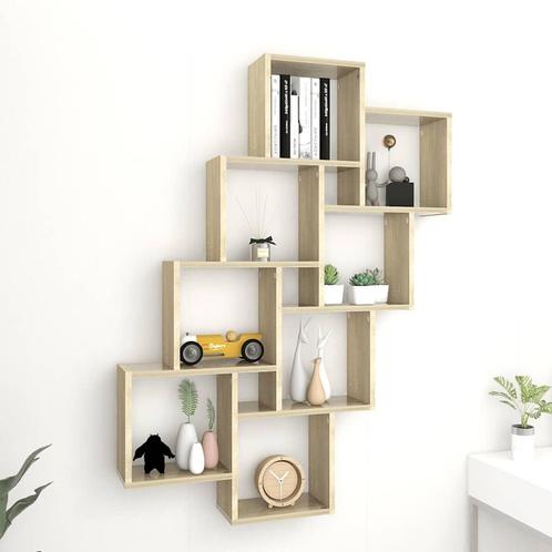 vidaXL Wandschap kubus 90x15x119 cm bewerkt hout sonoma, Huis en Inrichting, Kasten | Wandmeubels, Nieuw, Verzenden