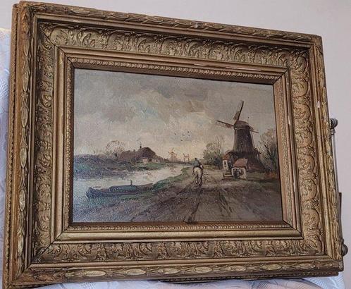 Jan vd. Ploeg (XX) - Langs de vaart, Antiek en Kunst, Kunst | Schilderijen | Klassiek