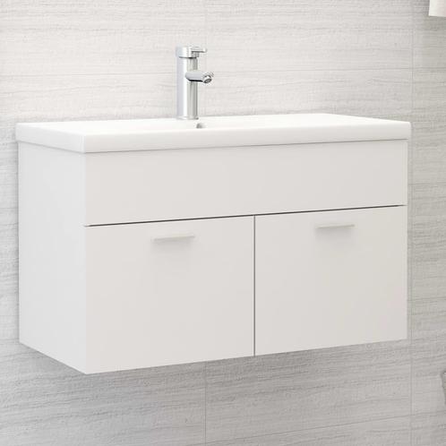 vidaXL Wastafelkast 80x38,5x46 cm bewerkt hout wit, Huis en Inrichting, Badkamer | Badkamermeubels, Nieuw, Verzenden