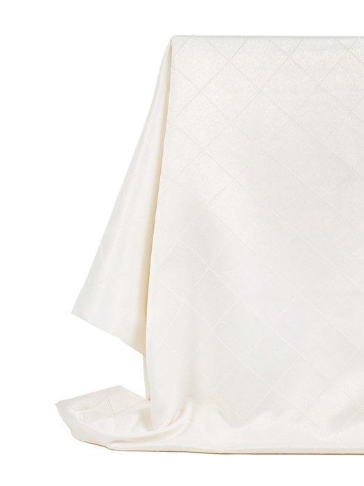 Fantastic satin fabric with cream background and white trims, Antiek en Kunst, Antiek | Tapijten, Tafelkleden en Textiel