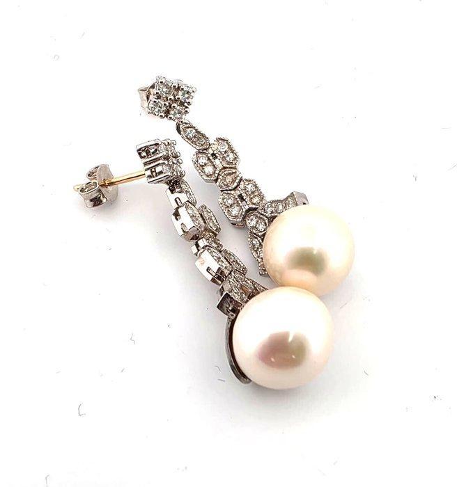 Zonder minimumprijs - Oorbellen Platina - 0.44ct. tw. Parel, Bijoux, Sacs & Beauté, Boucles d'oreilles