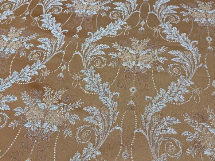 Fiori e Festoni: Zijde Lampasso met rocaille-motieven en, Antiek en Kunst, Antiek | Tapijten, Tafelkleden en Textiel