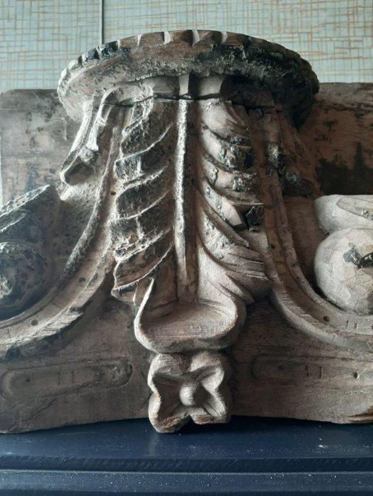 Capital teak/sal hout - Teak - 19e eeuw, Antiek en Kunst, Kunst | Niet-Westerse kunst