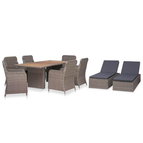 vidaXL 9-delige Tuinset poly rattan bruin, Tuin en Terras, Tuinsets en Loungesets, Tuinset, Nieuw, Verzenden