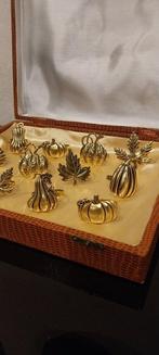 Rond de serviette (12) - Cucurbitacees feuilles - laiton, Antiek en Kunst